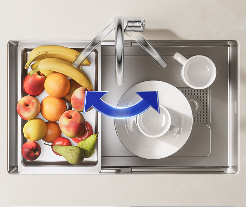 JOMOO Kitchen Faucet Healthy Sink Hot and Cold Dual Control Rotatable Sink Vegetable Washing Basin Faucet 33080 17