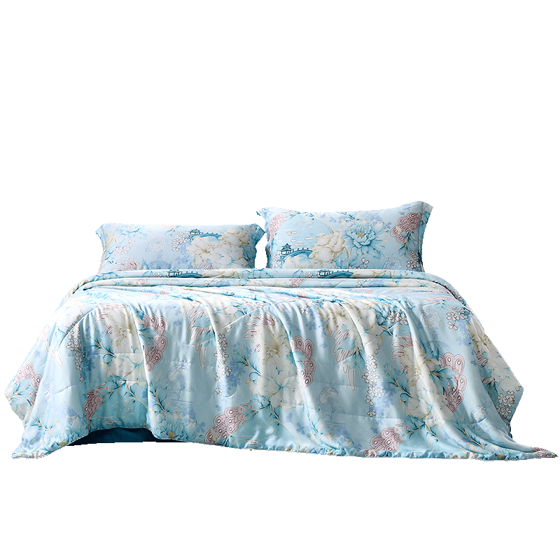 Fuanna 100% Silk Quilt Summer Cooling Blanket Machine Washable Single Air Conditioning Quilt Tencel Summer Quilt 3.4 lbs 152x210cm