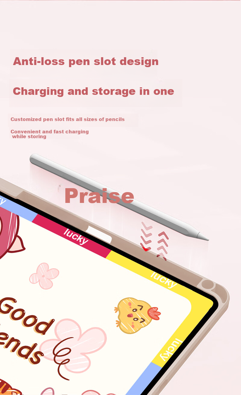 Jiangming Protective Case for Huawei MatePad 10.4-Inch Tablet, Compatible with 2020/22 Models, 360-Degree Rotation Support with Pencil Holder, Cartoon Painted Full Coverage Shockproof Transparent Back Cover 2
