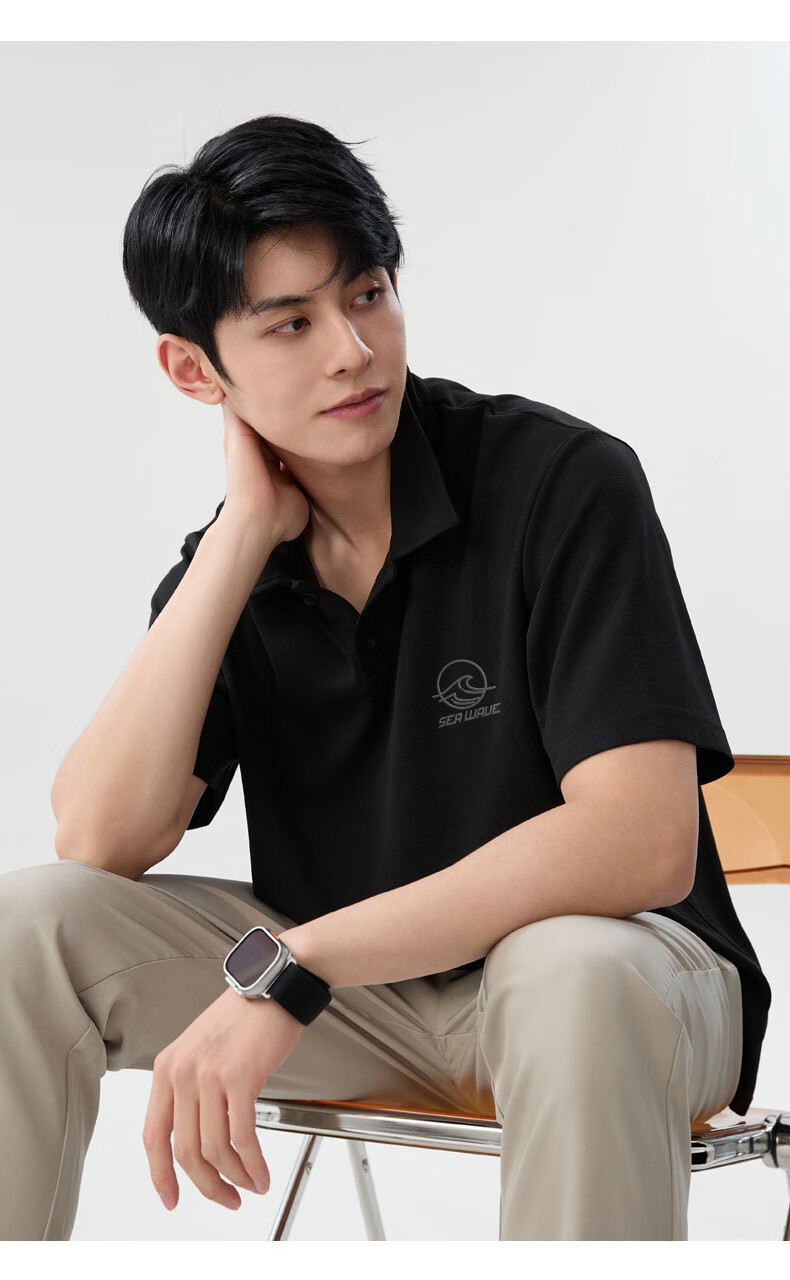 Baleno Short-Sleeve Polo Shirt for Men, Summer 2026 New Style Waffle Knit Wrinkle-Resistant Collared T-Shirt, Five-Sleeve Top for Trendy Me 23