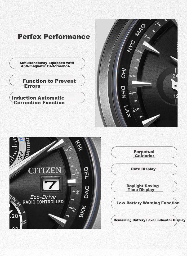 CITIZEN Watch for Men, Eco-Drive, Radio-Controlled, Japanese And Korean Style, Eagle in The Sky, Steel Band, Gift for Boyfriend, AT8265-81E 3