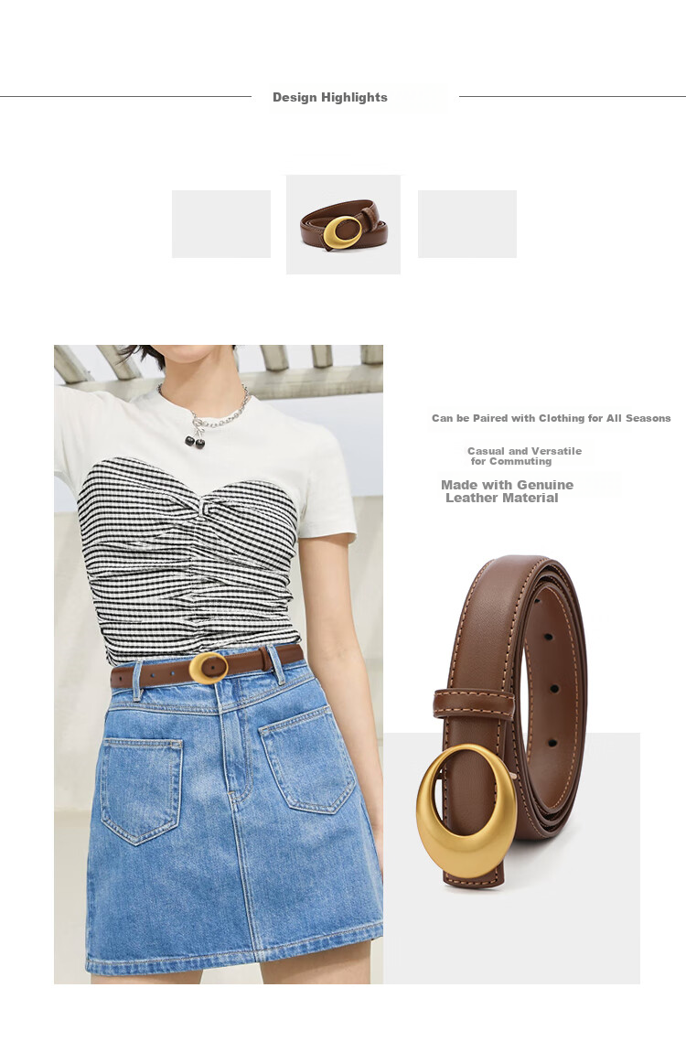 RED DRAGONFLY 2026 New Women's Cowhide Pin Buckle Belt, Trimmable Waistband, Trouser Belt, Birthday Gift for Wife, Comes with Gift Box 2