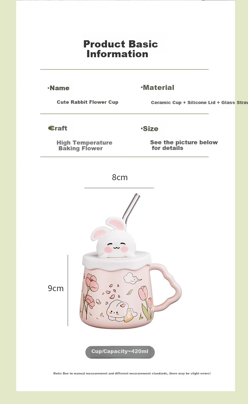 Baqianxing Ceramic Mug with Lid, Stylish Cup, Birthday Gift for Girlfriends, Companionship Gift 4
