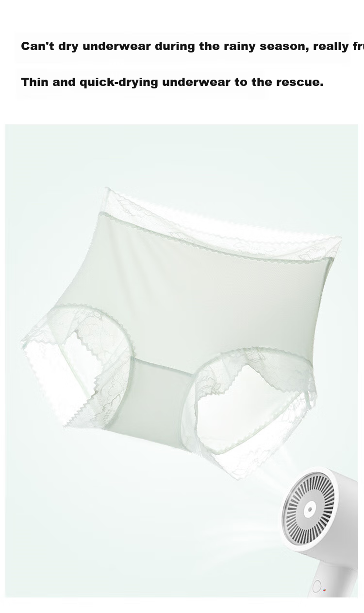 GRACEWELL New Spring And Summer High-Waisted Ice Silk Light Shaping Women's Underwear, 7A Antibacterial Crotch, Hip-Hugging, No Wedgie, Breathable Triangle Panties 5