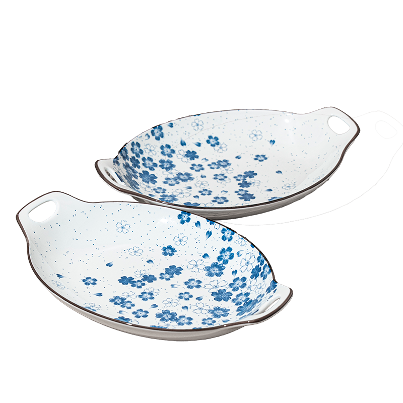 JD Original Plates, Dinner Plates, Fish Plates, Tableware, Ceramic Fruit Serving Plates, Hokkaido 12-Inch Fish Plates *2