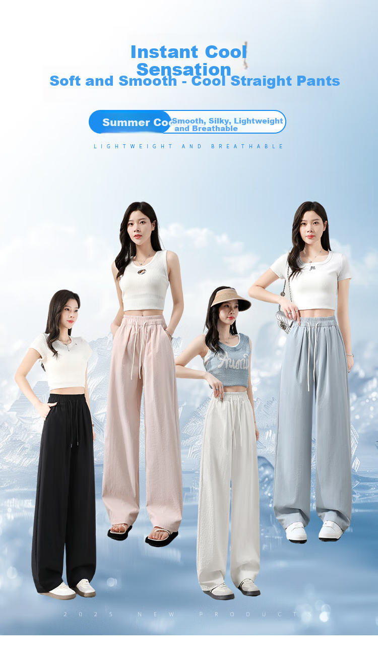XUEXIMAN Cool Wide-Leg Pants for Women, Summer Lightweight 2026 New High-Waist Draping Loose Quick-Dry Lazy-Feel Mafu Yamamoto Pants 1