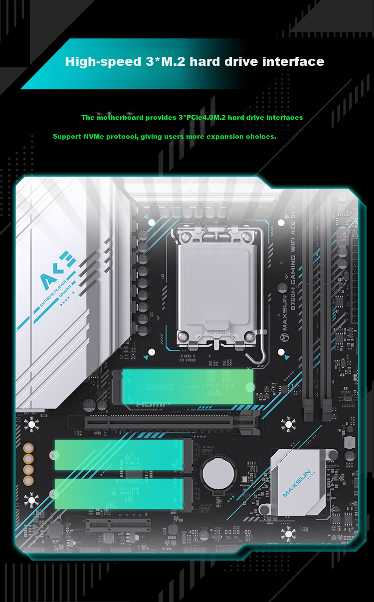 MAXSUN MS-B760M GAMING WIFI ACE D4 II CPU 12600KF/13490F/14600KF (Intel B760/LGA 1700) 5