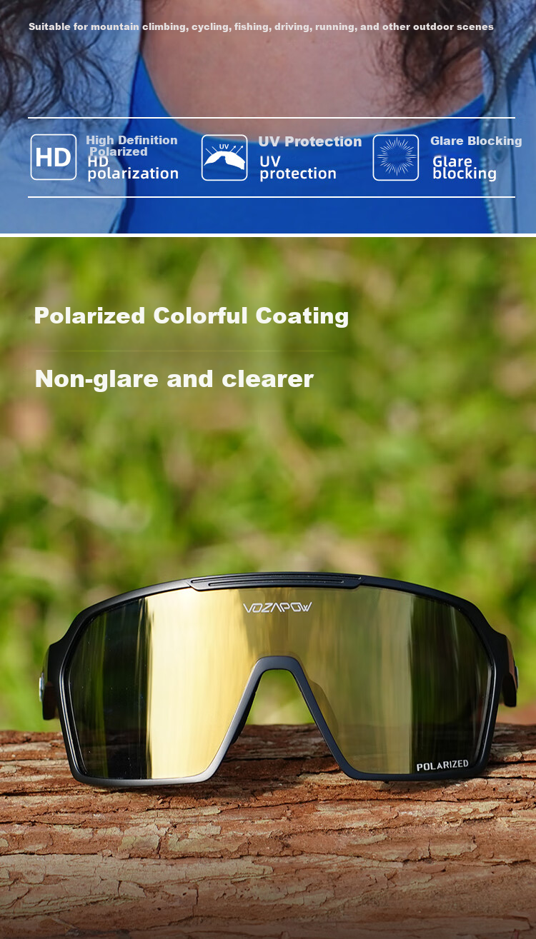 VOZAPOW Polarized Sunglasses for Hiking, Outdoor Sports Goggles, Windproof Cycling Fishing Sunglasses 2