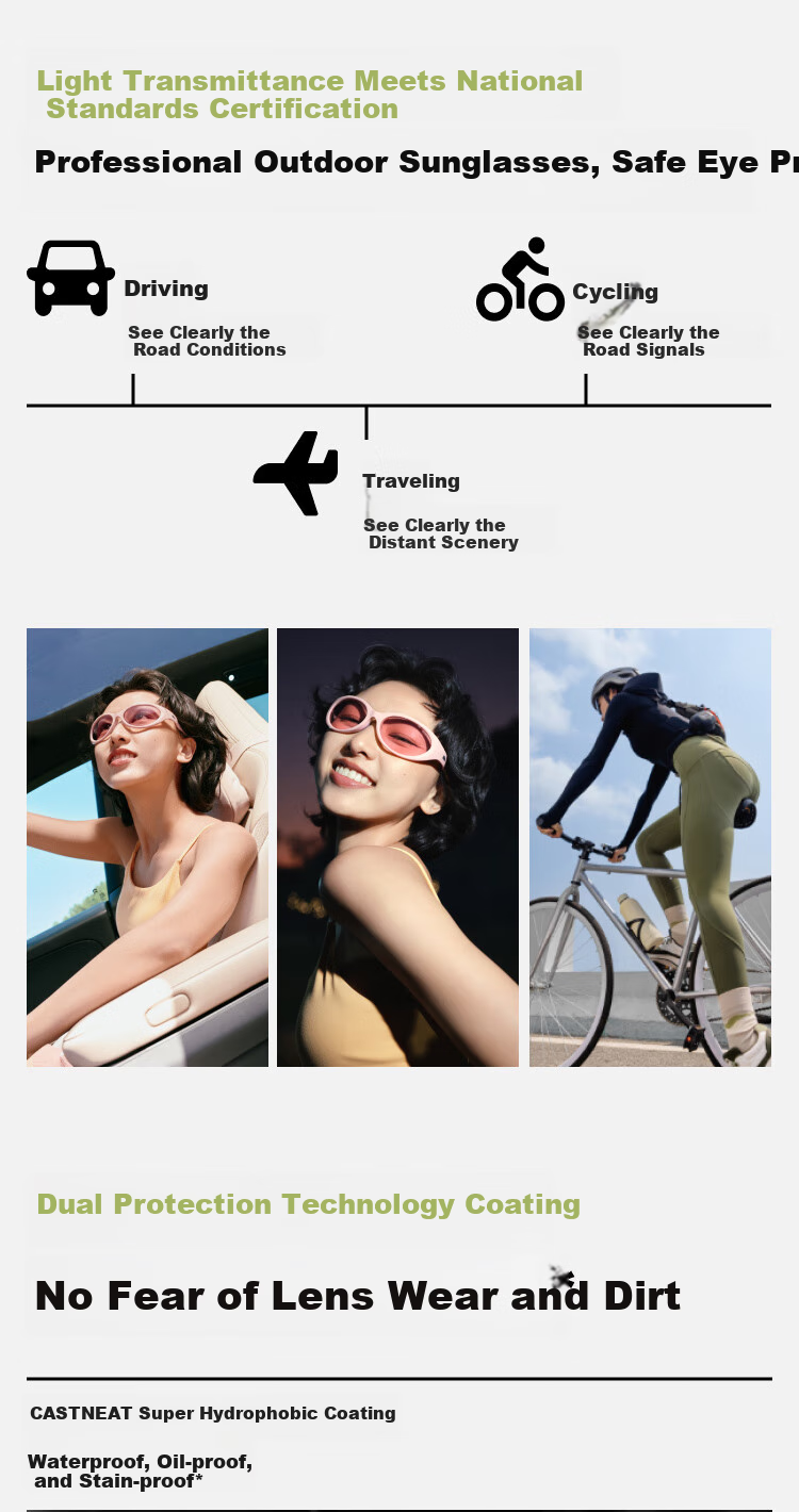 Beneunder Sunglasses for Men And Women, UV Protection, Cycling Glasses, Outdoor Beach Photography, Hair Styling, High Crown Contouring 19