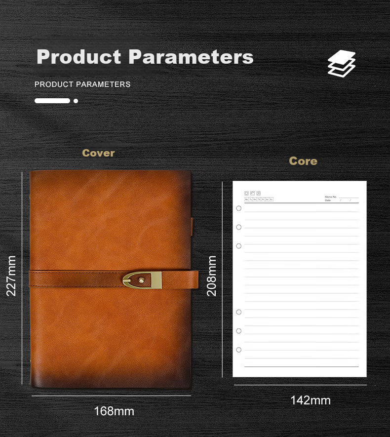 Weimei A5 Notebook, High-Quality Genuine Leather Work Journal, Artistic And Exquisite Diary, Loose-Leaf Notebook, Two-Layer Cowhide, Personalized Planner, National Day And Mid-Autumn Festival Gift, Customizable with Printed Logo 10