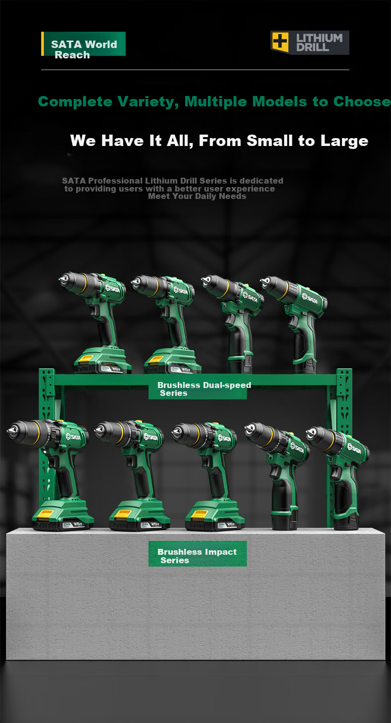 Shida (SATA) Brushless Lithium-Ion Drill, Industrial-Grade High-Torque Multi-Function Pistol Drill, Electric Screwdriver D05743 Deluxe 7