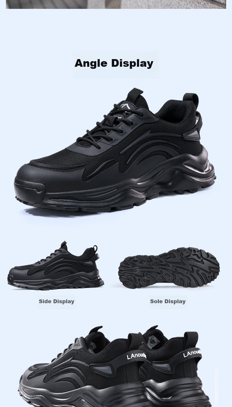 Lanoudun Safety Shoes for Men, Summer Breathable Lightweight Steel Toe Cap Puncture-Resistant Work Boots D211N Size 38 17