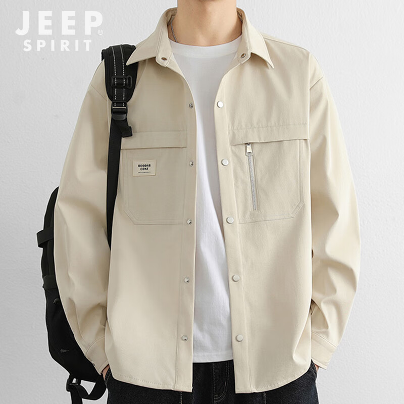 Мужская рубашка JEEP SPIRIT, осенняя, повседневная, с длинным рукавом, свободного кроя, универсальная верхняя одежда