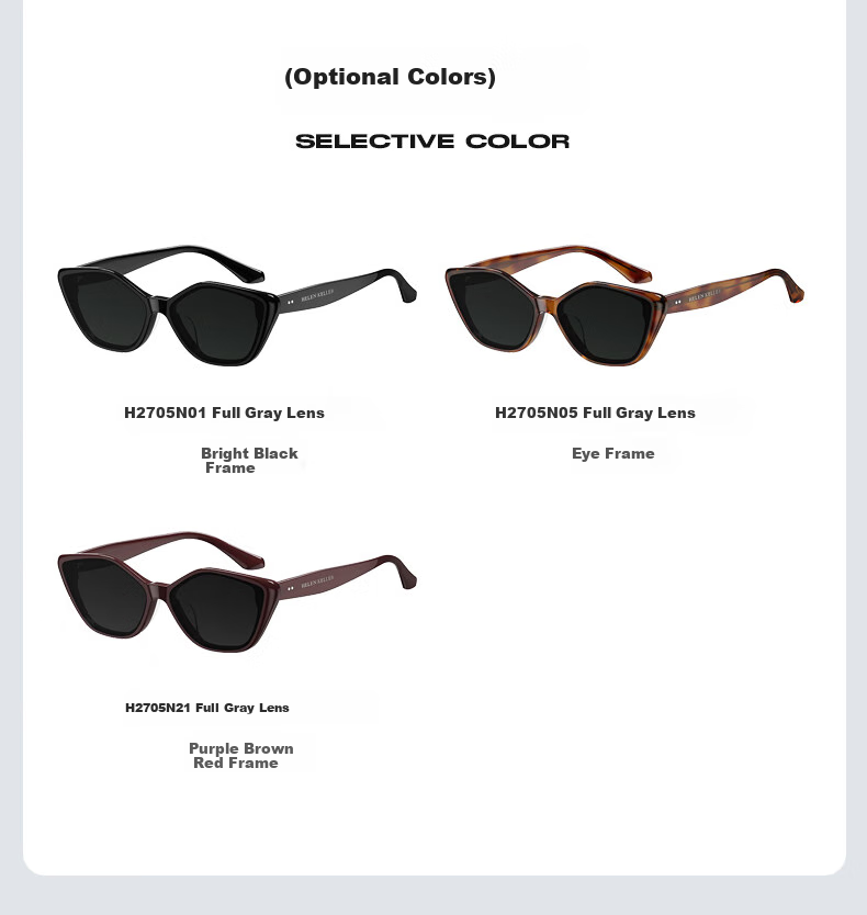 HELEN KELLER Cat Eye Sunglasses for Women, Trendy Butterfly-Shaped Sunglasses, UV Protection for Men's H2705N01 10