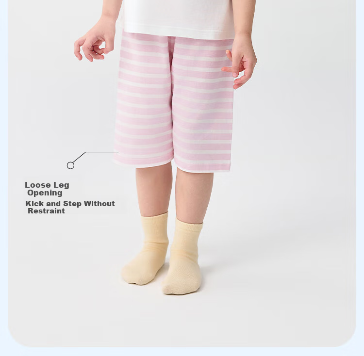 BALABALA Children's Pajama Set, Summer Air Conditioning Wear, Boys And Girls Home Wear, Big Kids Pure Cotton Baby Top And Sleep Pants 3