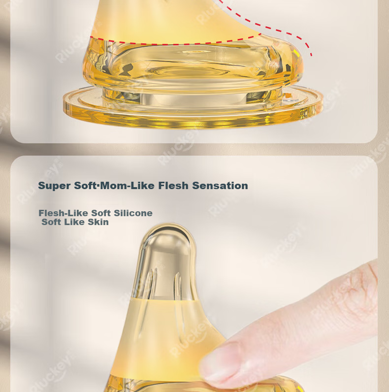 RLUCKEY Newborn Anti-Colic Glass Bottle with Soft, Breast-Like Center Nipple, 160ml, Size S, for 1-3 Months 13