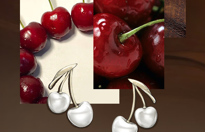 HEFANG Jewelry Cream Cherry Earrings, Birthday Gift [520 Valentine's Day Gift], Present for Girlfriend 2
