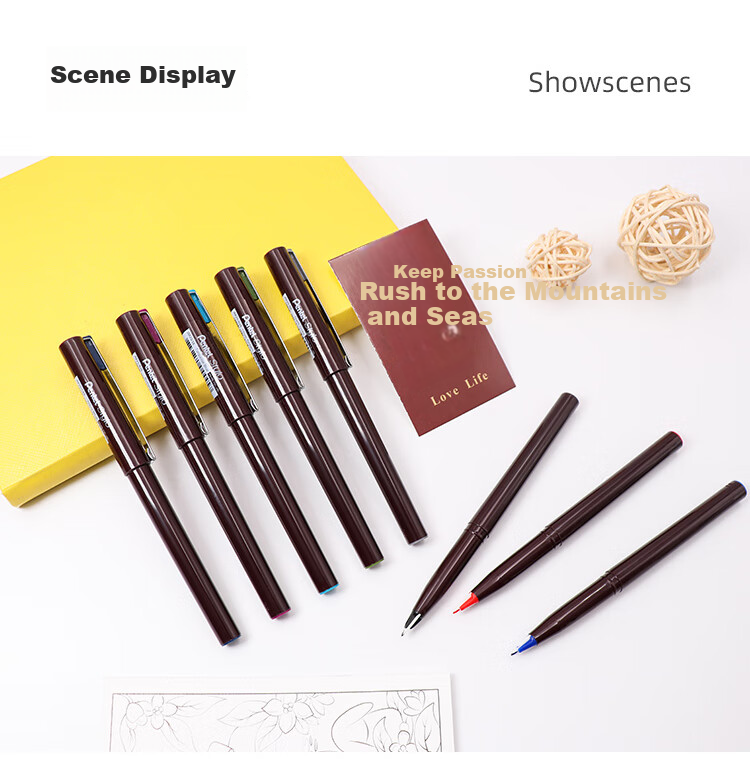 Pentel JM20-BE Duck-Billed Pen, Drawing Pen, Comic Pen, Sketch Pen, Quick-Drawing Pen, Outlining Pen, Business Signature Pen, Red 8