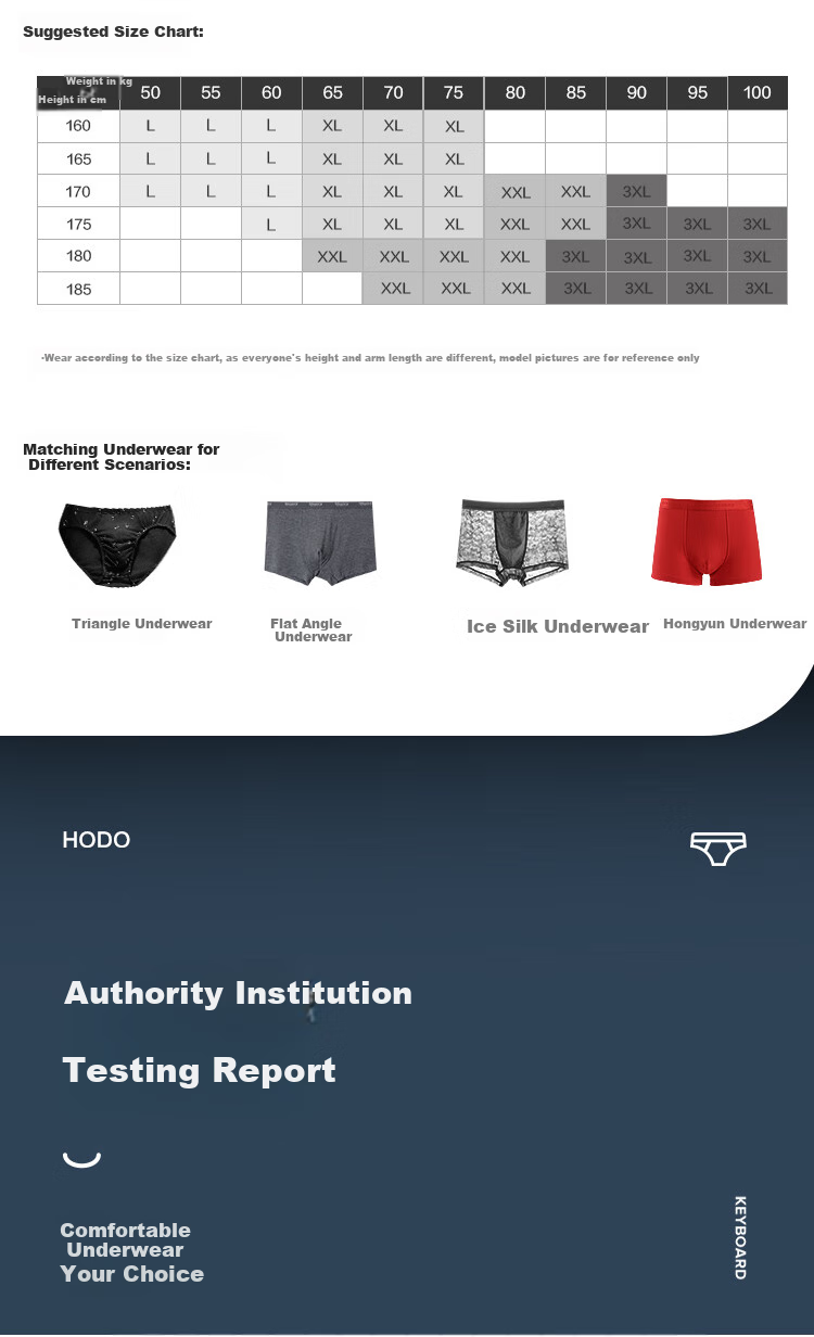 Hodo Pure Cotton Men's Underwear with Antibacterial Crotch And Contrasting Colors, 4-Pack Set One, XL (175) 9