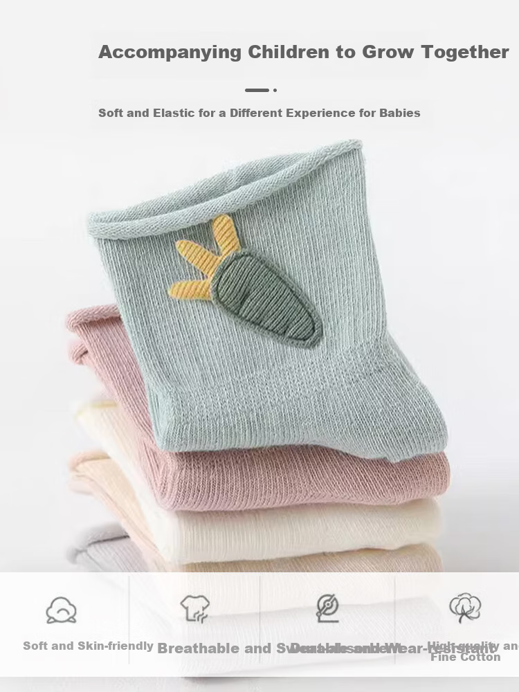 9I9 Baby Socks for Spring And Autumn, Newborn Infant Socks, Floor Socks, Combed Cotton, Loose Top, 5 Pairs, High Elasticity, 0-1 Year Old 3