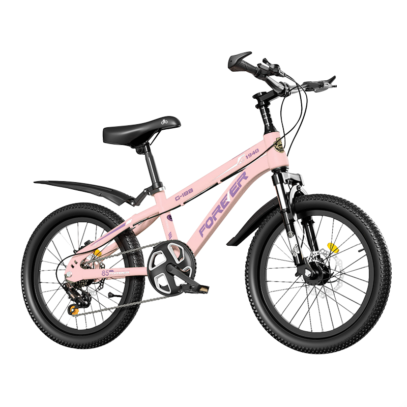 FOREVER Children's Bicycle for Ages 6-12, Mountain Bike with 7-Speed Gears, Boys And Girls' Bike, Elementary School Student Bicycle, 22-Inch Pink