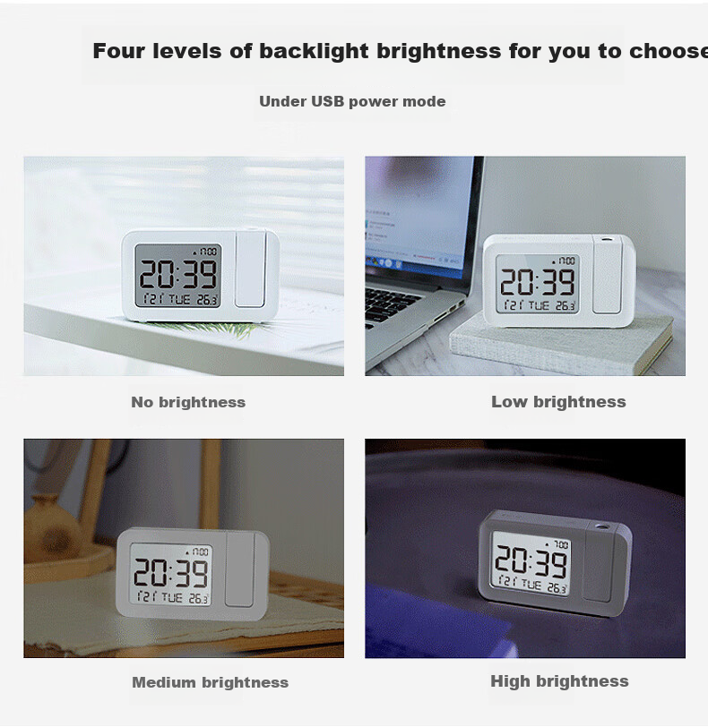 Hense Creative Projection Alarm Clock Bedside Electronic Clock Student-Specific Wake-Up Device Alarm Table Desktop Small Clock HA5235 7