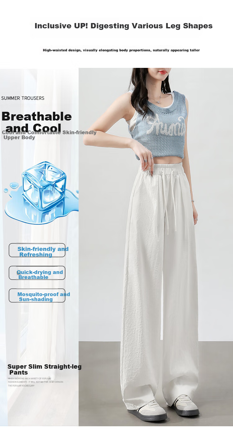 XUEXIMAN Cool Wide-Leg Pants for Women, Summer Lightweight 2026 New High-Waist Draping Loose Quick-Dry Lazy-Feel Mafu Yamamoto Pants 6