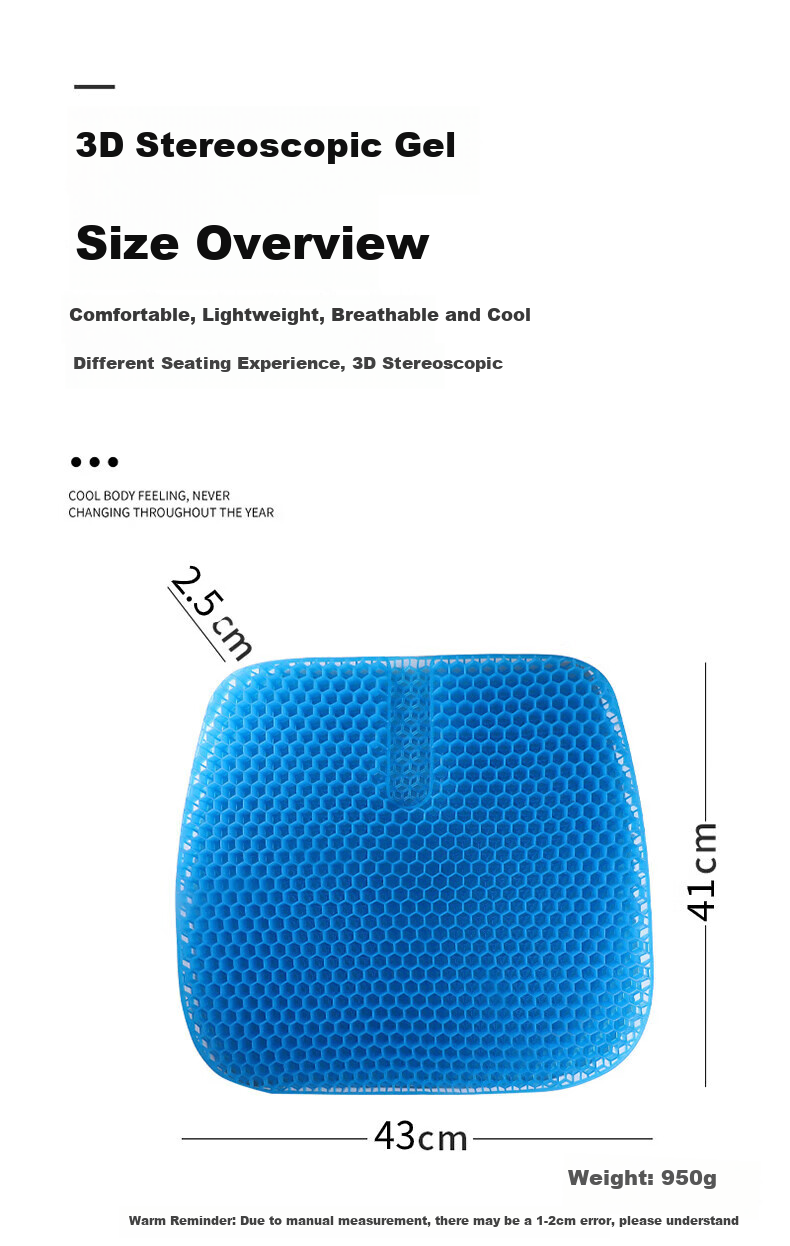 GREAT LIFE Car Gel Seat Cushion, All-Season Breathable, Office Long-Sitting Hip Protection Chair Pad, Lumbar Support Pressure Relief Seat Cushion And Butt Pad 10