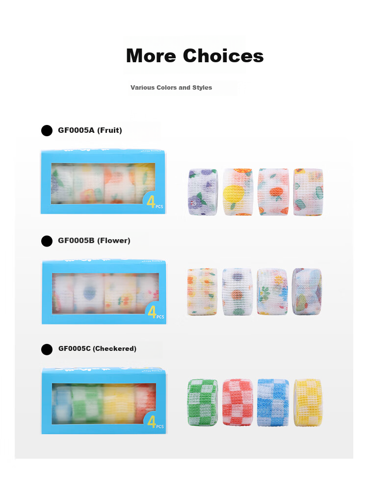 Zhonghua (Chung Hwa) Finger Protector Bandage, Anti-Callus And Anti-Friction, for Girls, Cute Ins-Style Bandage, Protective Finger Wrap, Self-Adhesive Writing Pen Grip Tape, 4 Rolls Pack, GF0005C 12