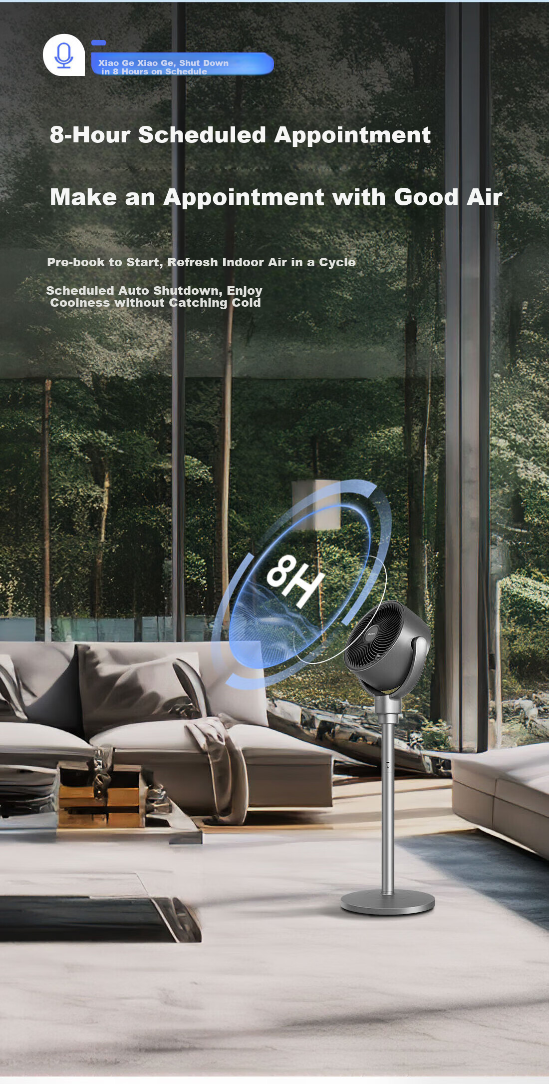 GREE Electric Fan for Home Air Circulation, DC Inverter, Floor-Standing And Table Fan for Office, Living Room, Bedroom, Air Conditioner Companion FXDZ-2062Bvg3 with Antibacterial Filter + Voice Control 11
