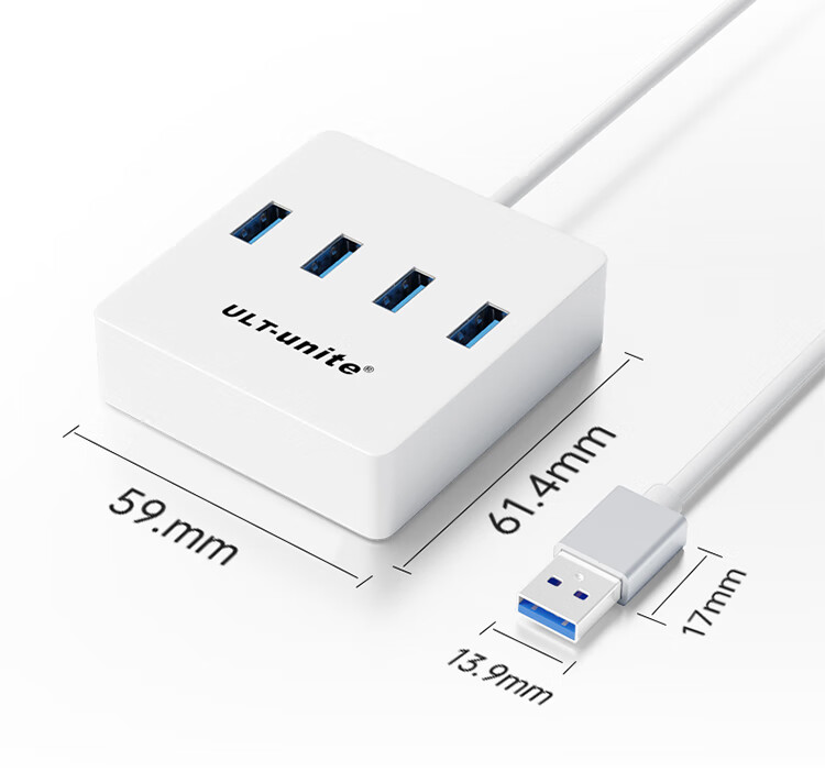 ULT-Unite USB 3.0 Hub, Expansion Dock, High-Speed Four-Port Hub, Laptop And Desktop Multi-Port Adapter, Extension Cable 9