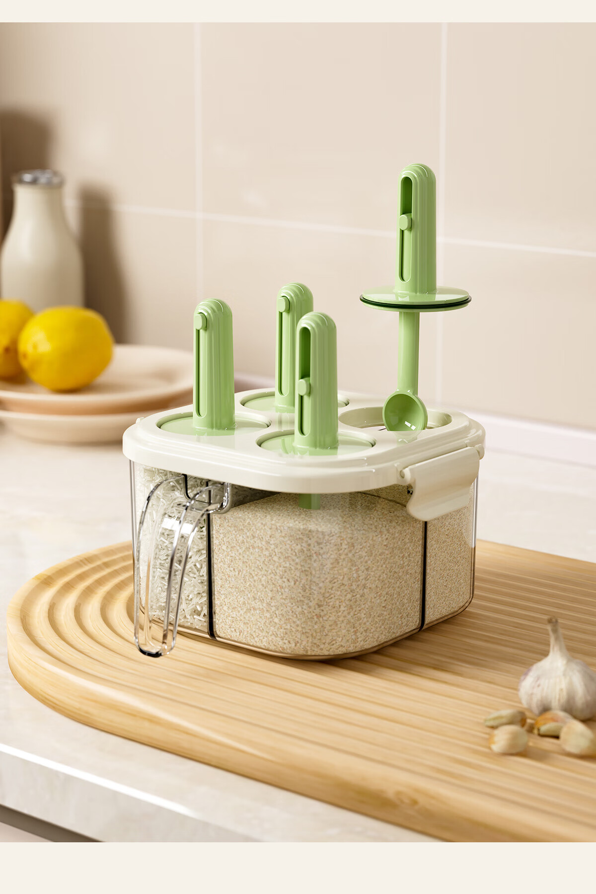 Jiadu Spice Box Household Kitchen Seasoning Jar Set Multi-Compartment Salt MSG Pepper Storage Condiment Bottles Four Compartments 14