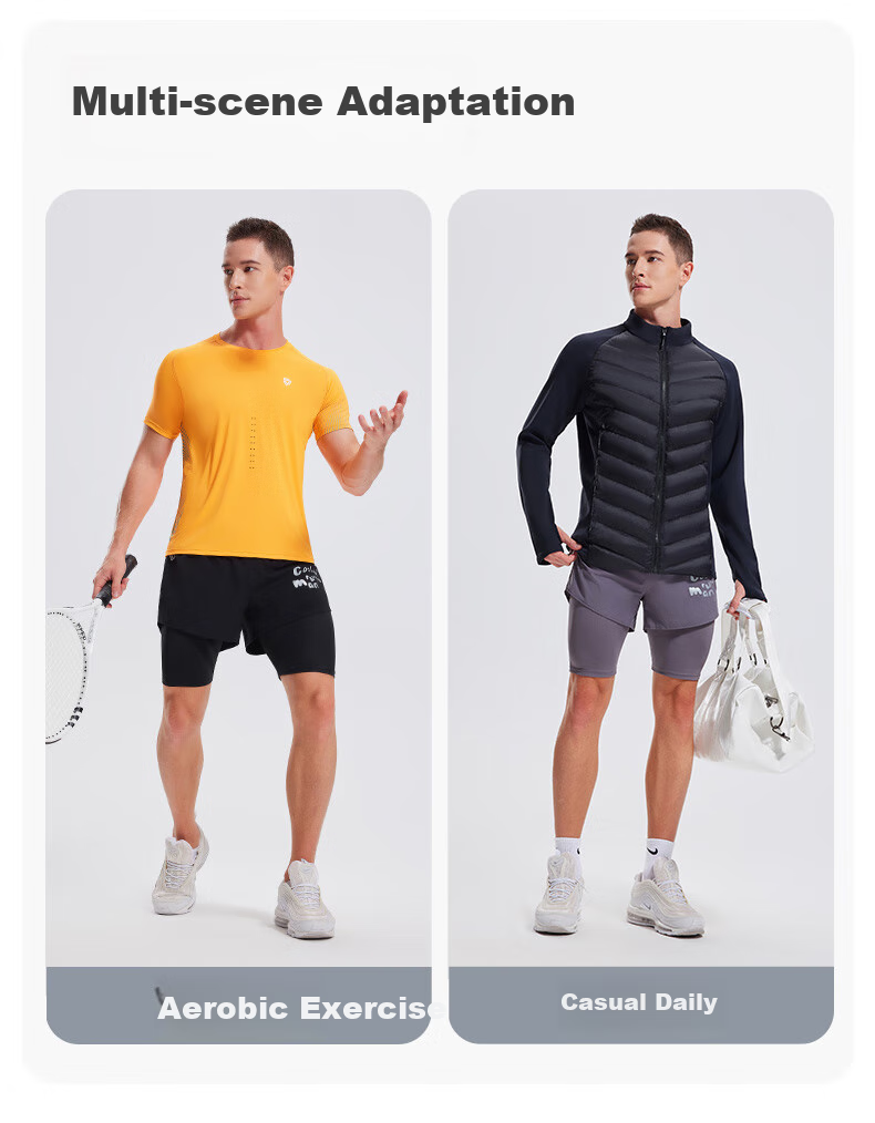 Cosleaf Men's Running Sports Shorts Summer with Liner Training Five-Point Pants Professional Waist Bag Pocket Marathon Fitness Pants 5