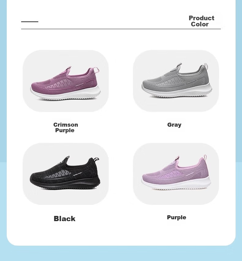 Warrior Women's Shoes, Mom Shoes, Autumn Season, Soft Sole Slip-On, Soft-Bottomed Sports Old Beijing Cloth Shoes, 0603, Light Purple, Size 39 11