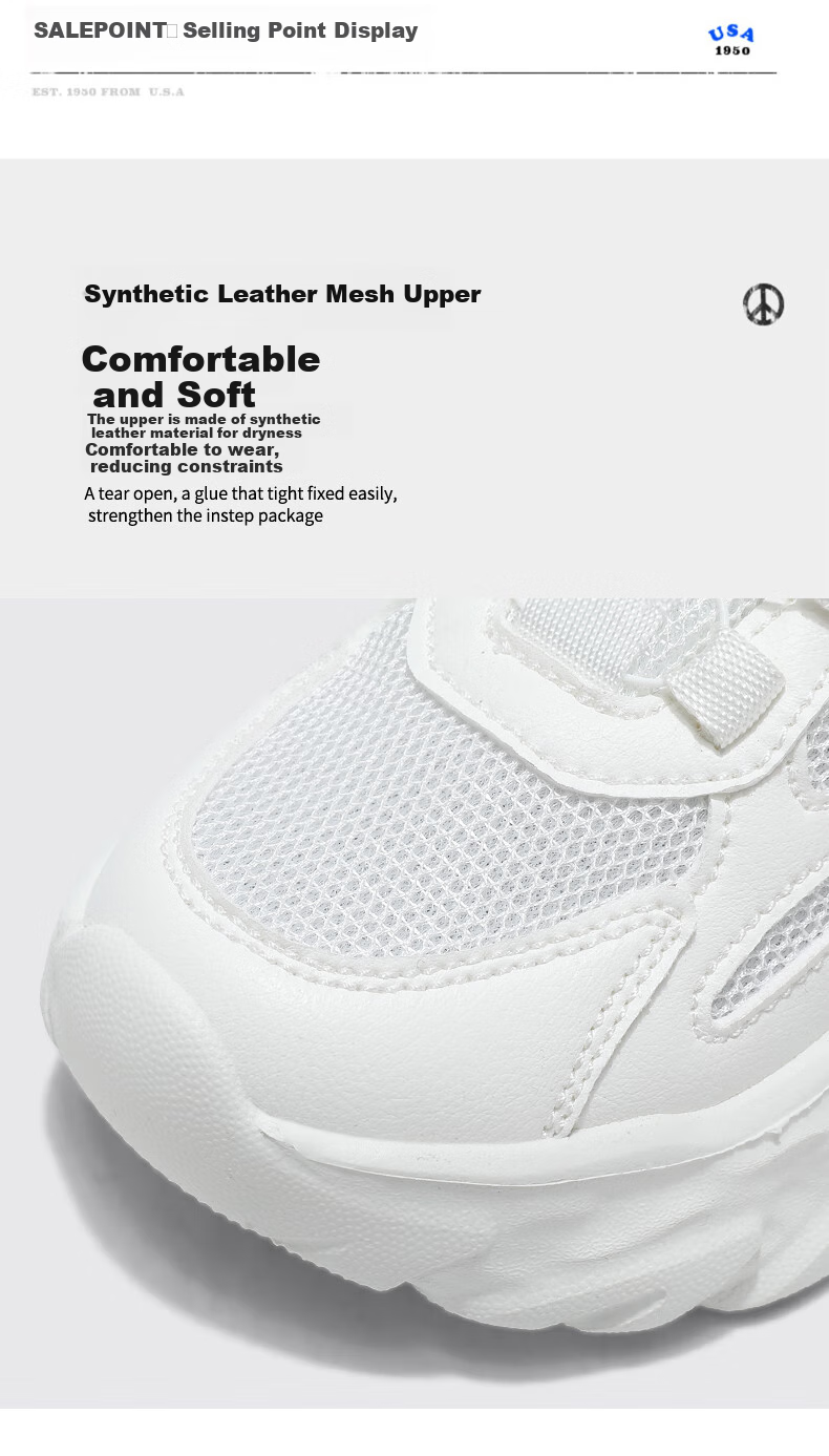 SNOOPY Children's Sneakers, Lightweight Comfortable Running Shoes for Boys And Girls, White Casual Shoes, Model 536A, White Leather Upper, Size 31 5
