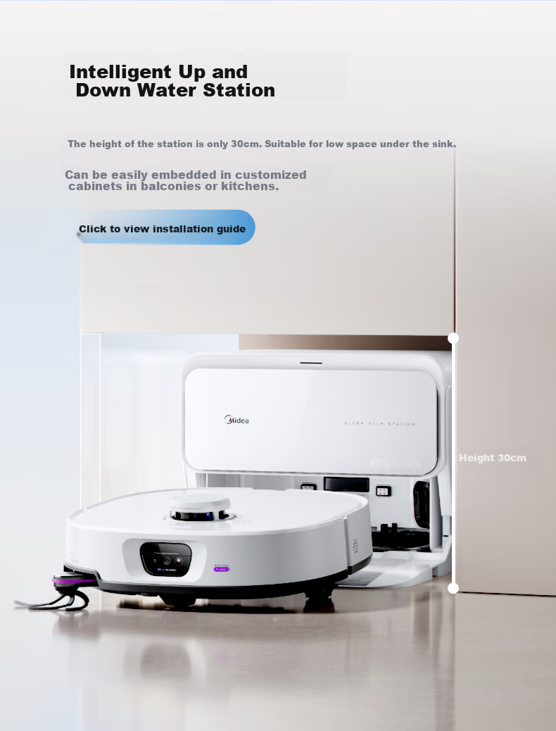Midea V16 Pearl Edition, Robot Vacuum Cleaner with Automatic Cleaning And Self-Emptying Dustbin, Mechanical Arm for Hair Removal, No Tangle Washing Machine Water Tank Versio 20
