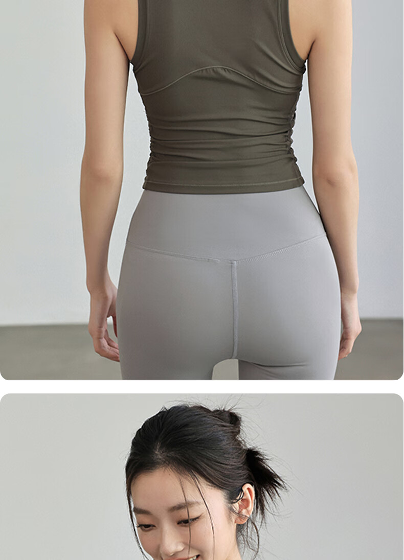 Xueqiman Women's Yoga Sports Bra Shockproof Push-up Sleeveless Vest Spring Summer Pilates Outerwear Fitness Bra 11