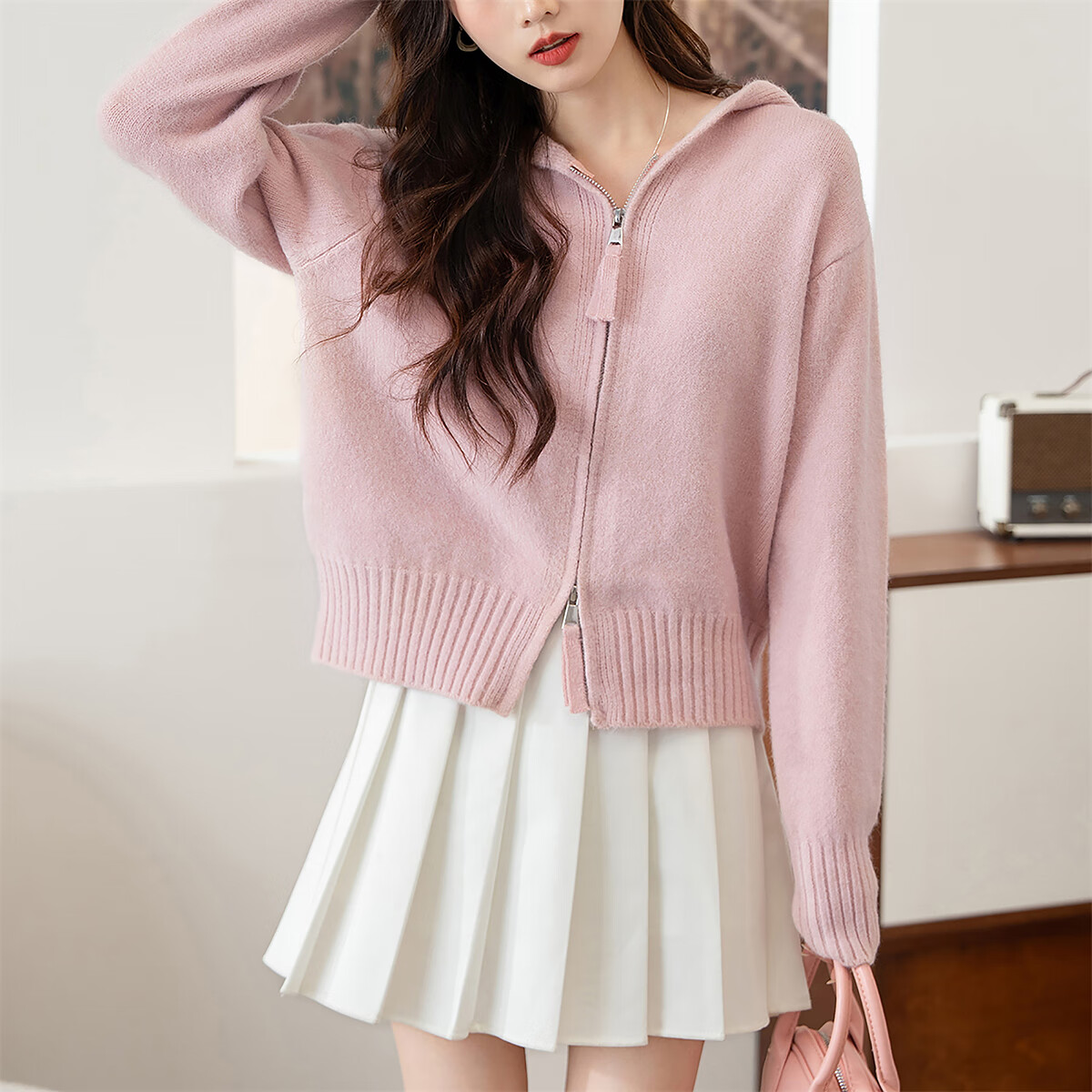 TonLion 2025 Autumn Winter Versatile Double-Head Zipper Women's Hooded Cardigan