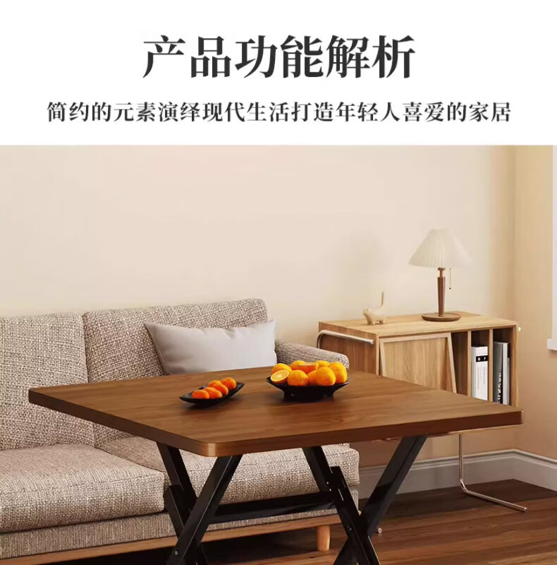 Mushuangfu Folding Table, Dining Table for Small Apartments, Living Room Eating Table, Outdoor Stall Table, Portable Small Square Table for Rental Apartments 4