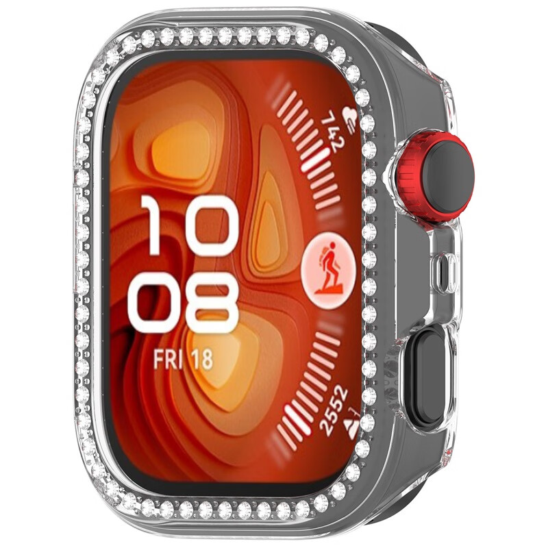 KMaxAI Huawei Watch Fit4 Pro Protective Case, Diamond-Inlaid Hollow Design, Silicone Protective Cover, Transparent