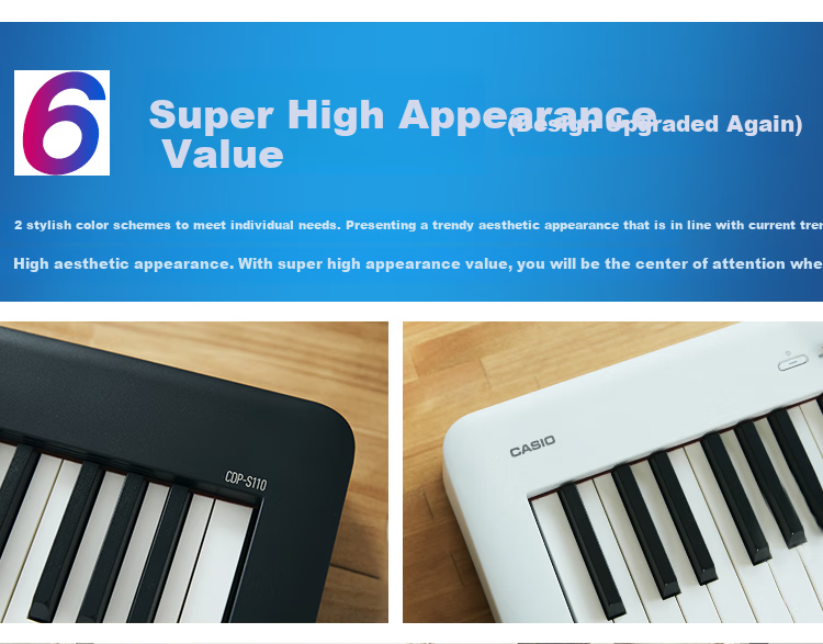 Casio Digital Piano CDPS110 White 88-Key Weighted Hammer Digital Piano Slim Portable Model + X Stand + Bench Gift Package 9