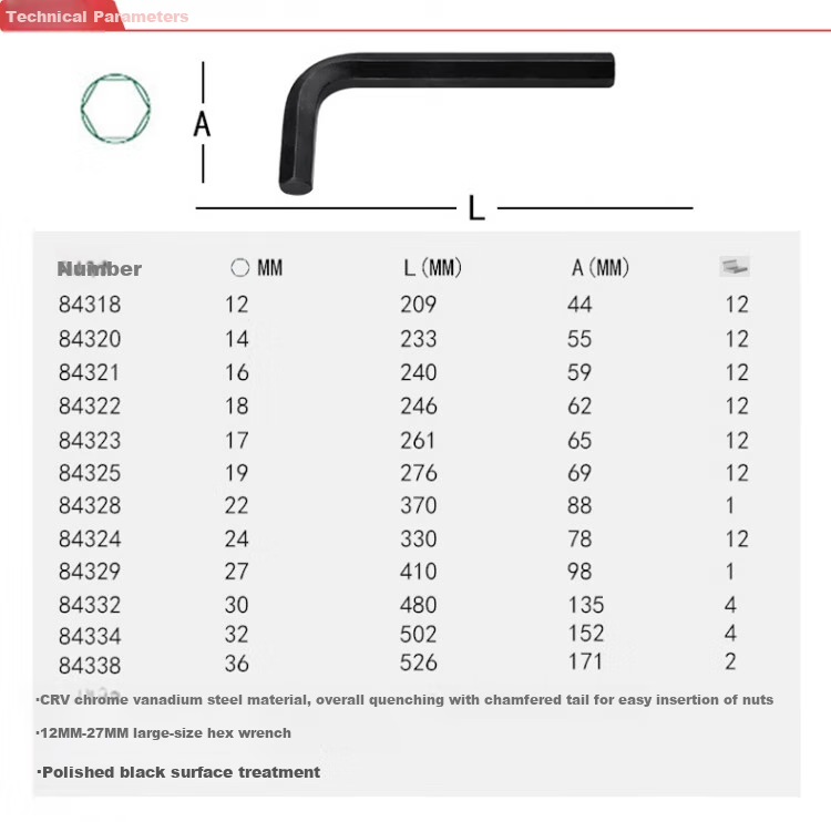 SATA Black Oxide Hex Key Wrench 27mm 84329 2