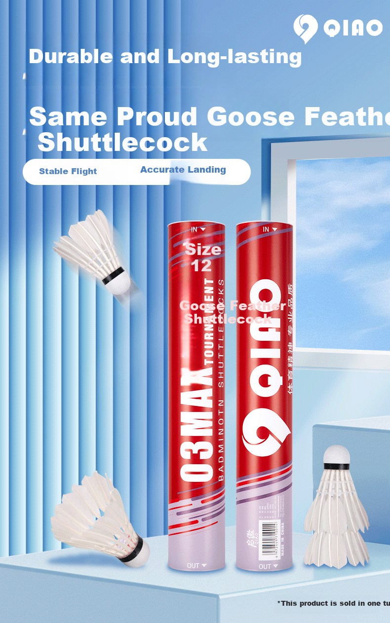 QIAO Goose Feather Badminton Training Durable Shuttlecocks AS15ew 12-Pack Tube 1