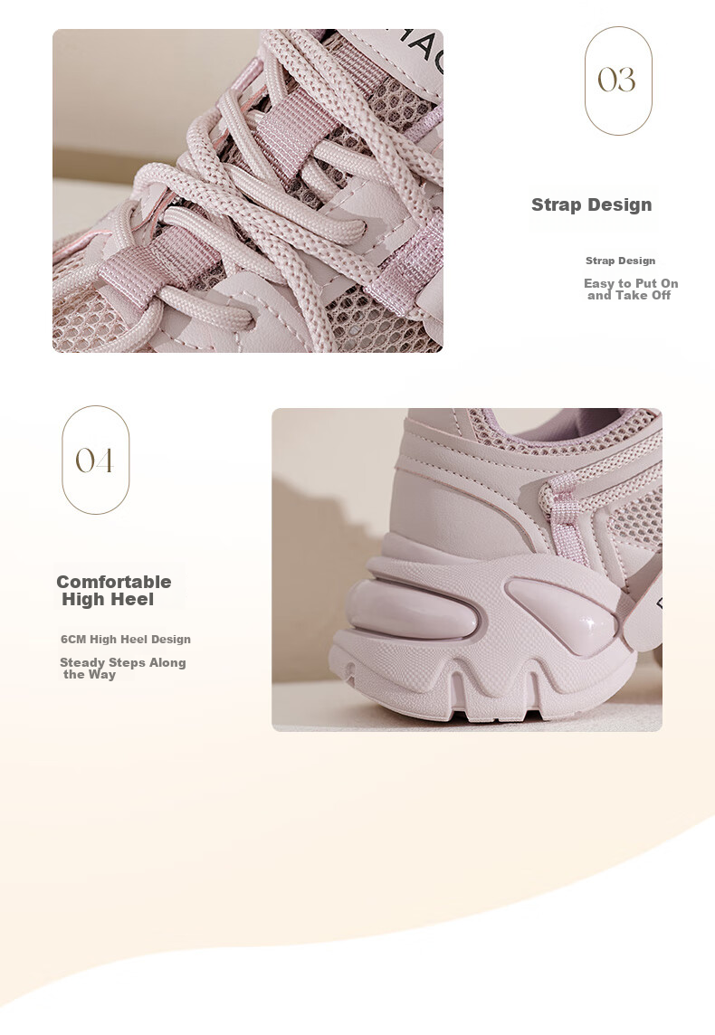 DAPHNE Women's Dad Shoes, 2026 New Spring And Autumn Style, Thick-Soled Height-Increasing, Single Mesh Breathable, Versatile Fashionable Sneakers, Women's Casual Shoes 8