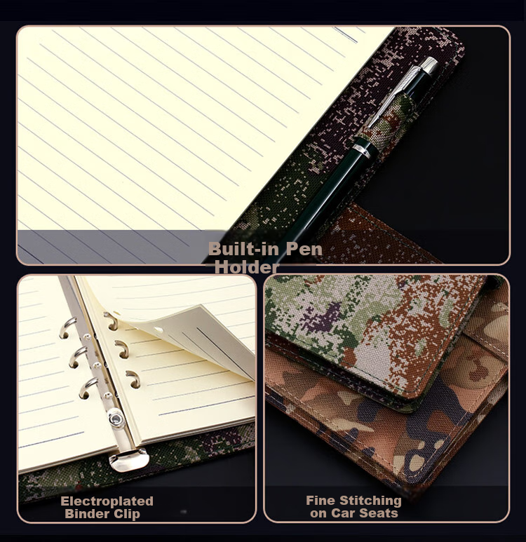 Tangyi A5 Ink-Wash Summer 6-Ring Binder Notebook with Buckle, 100 Sheets 200 Pages Military Training Theory Study Work Journal Meeting Minutes Book Customizable Logo 11