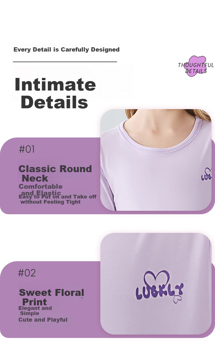 LangSha Children's Pajamas for Girls, Summer Thin Comfortable Breathable Short-Sleeve Sleepwear, Home Wear Set for Older Children, Purple, Size 160 9