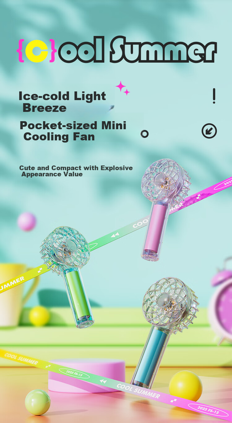 Newmine Handheld Mini Fan, Portable Mini Fan with 13-Hour Long Battery Life, Quiet Operation, Colorful Light, Desktop Cooling Fan, Dazzling Blue And Cya 1