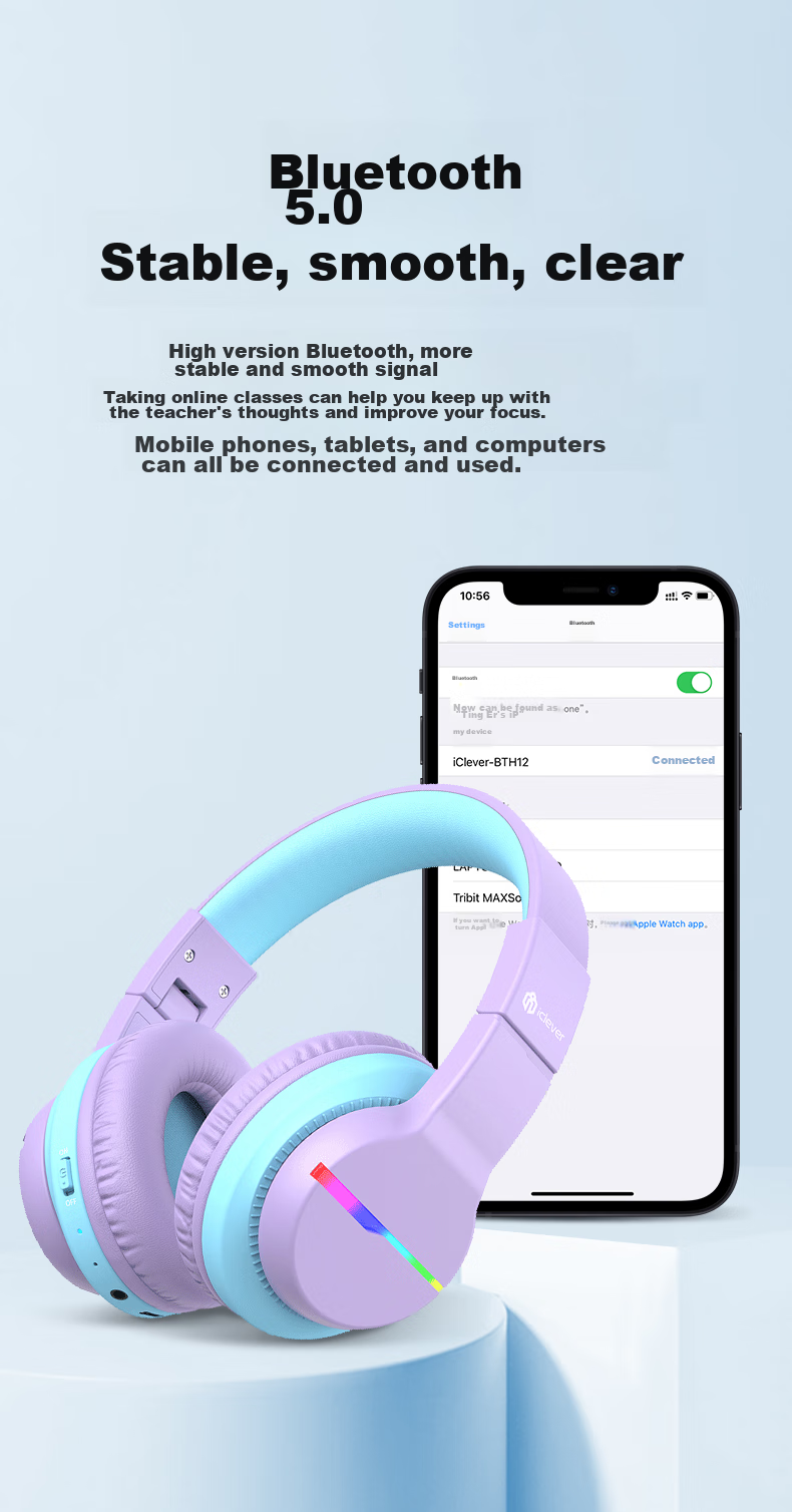 Tribit, Children's Headphones, Student Learning Online Class Headphones, Low Decibel Children's Earphones with Microphone, Birthday Gift 5