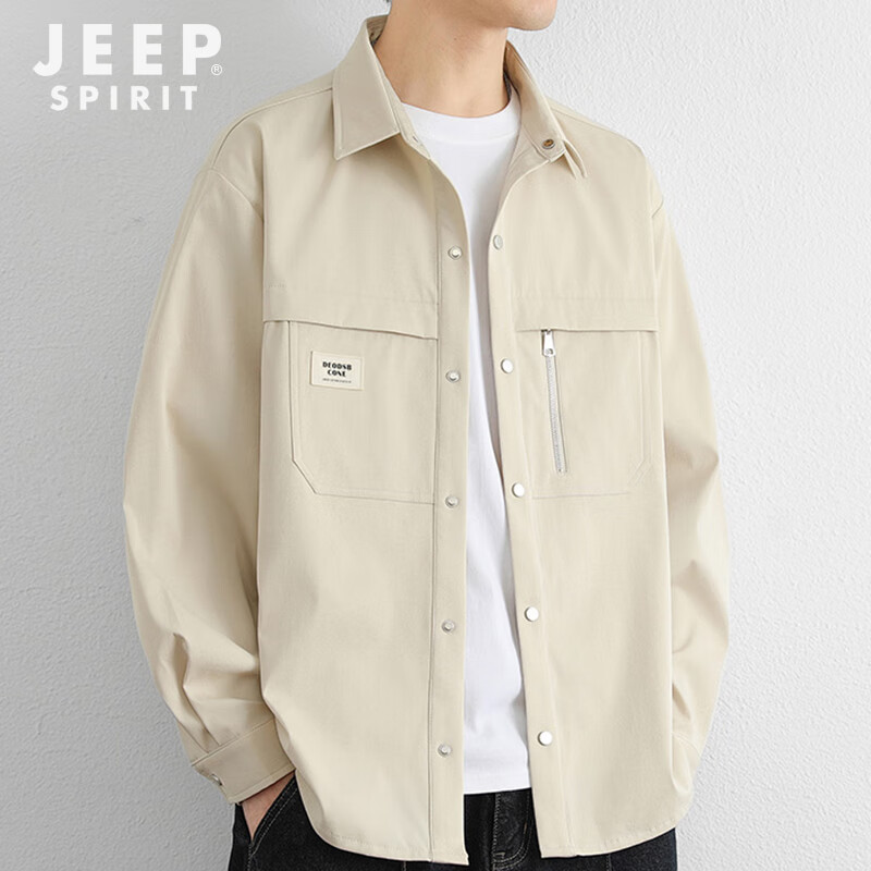 Мужская рубашка JEEP SPIRIT, осенняя, повседневная, с длинным рукавом, свободного кроя, универсальная верхняя одежда
