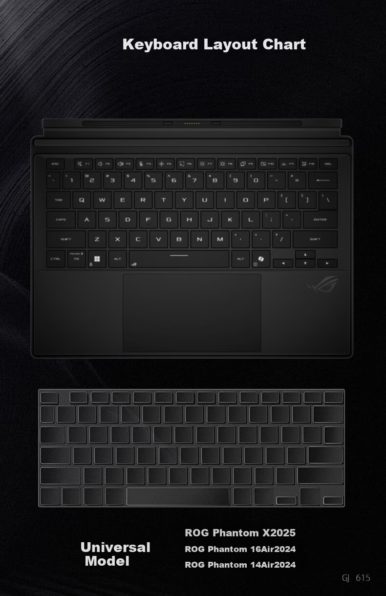 Jiasu ROG Huan X 2026/25 Ryzen AI MAX Keyboard Cover, Laptop Keyboard Protective Film, Keyboard Dust Cover, Highly Transparent Invisible 1